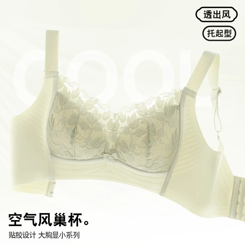 树畅女士文胸透气舒适大胸显小聚拢调整型提拉侧收无钢圈蕾丝文胸