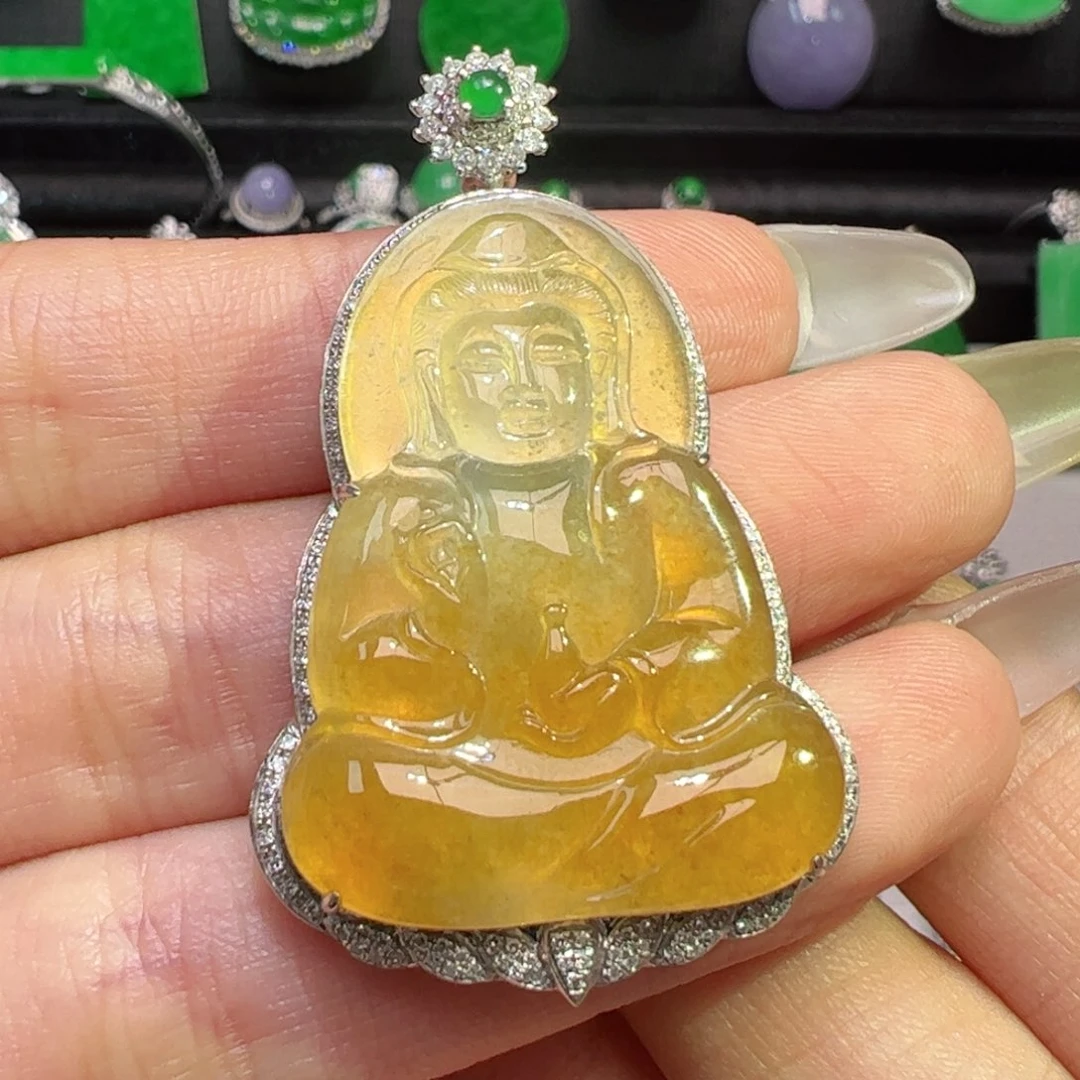 颈饰18K金镶嵌翡翠