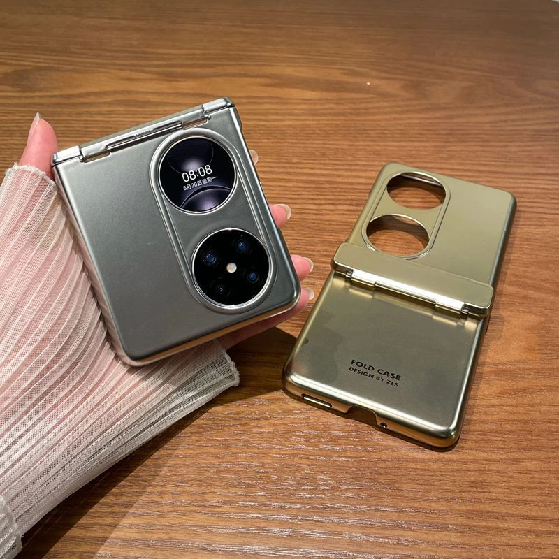 适用华为pocket 2手机壳新款电镀纯色铰链全包防摔折叠屏保护套