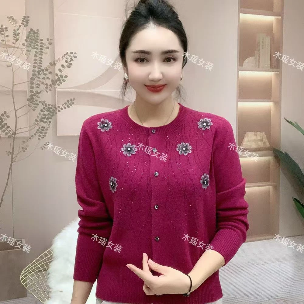 重工烫钻高档奢侈百搭羊毛衫90806