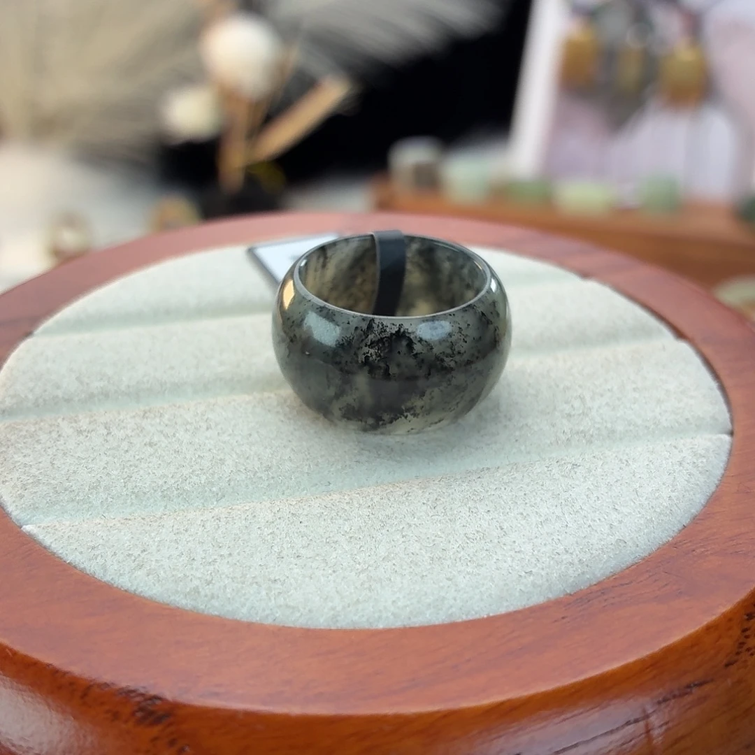 和田玉未镶嵌戒指i51意境青花墩墩17.0mm