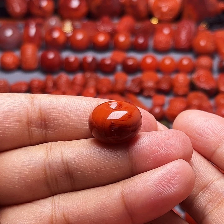 南红玛瑙未镶嵌配饰火焰纹苹果珠17.5mm