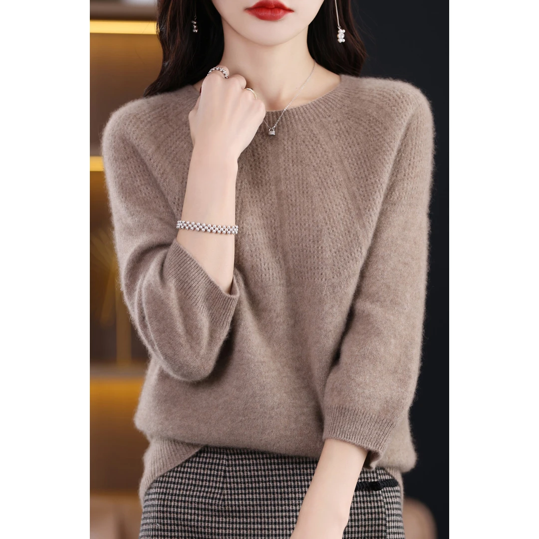 【梅姐专属】秋冬百搭设计师款女士保暖100%纯羊毛衫DMR111