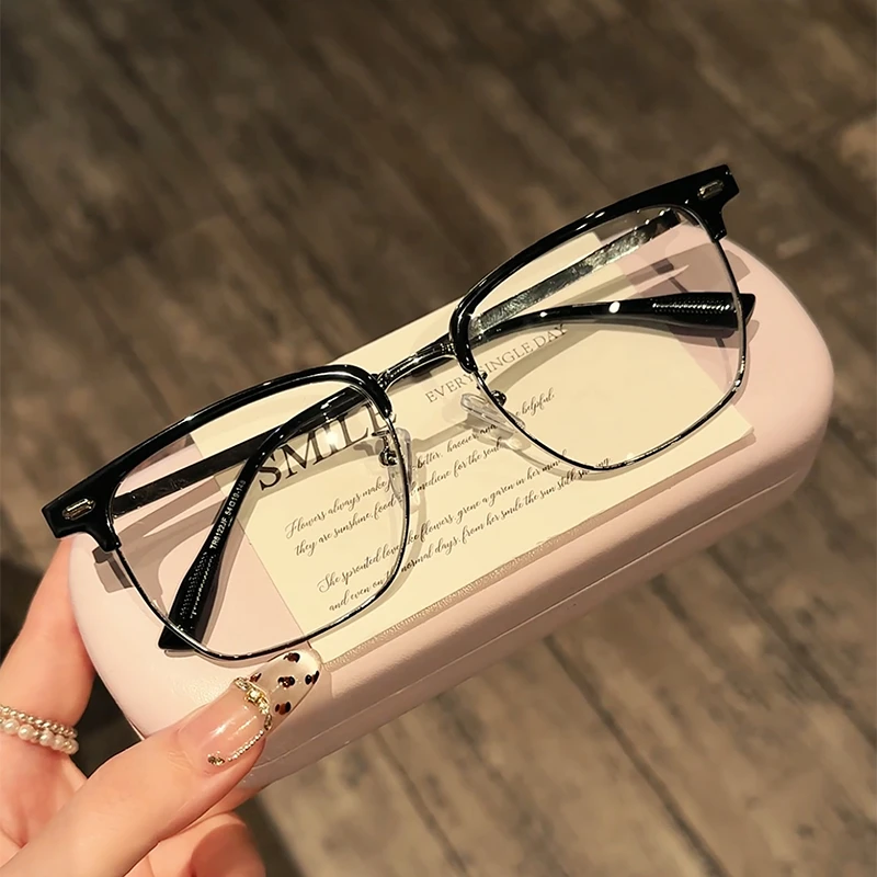 超轻眉线黑色半框眼镜近视可配度数近视男款斯文理工男眼睛镜框架