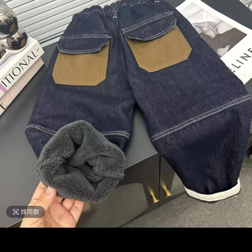 男童春秋季口袋拼接牛仔裤