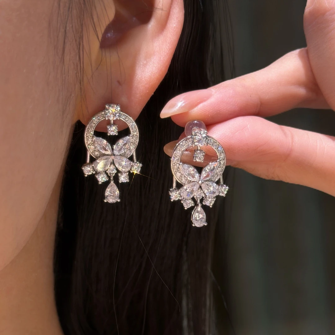 QANNA【奢华马眼蝴蝶】【重金版设计款】高定晚宴款重金版钻石耳钉AY