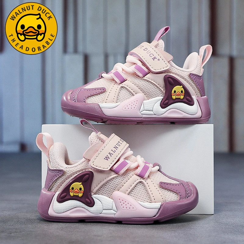 小黄鸭女童鞋子透气网面2025春秋新款软底防滑宝宝轻便儿童运动鞋