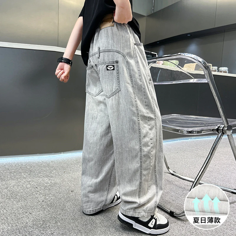 男童牛仔裤2025新款夏季男童中大童长裤牛仔裤休闲风直筒夏日时尚
