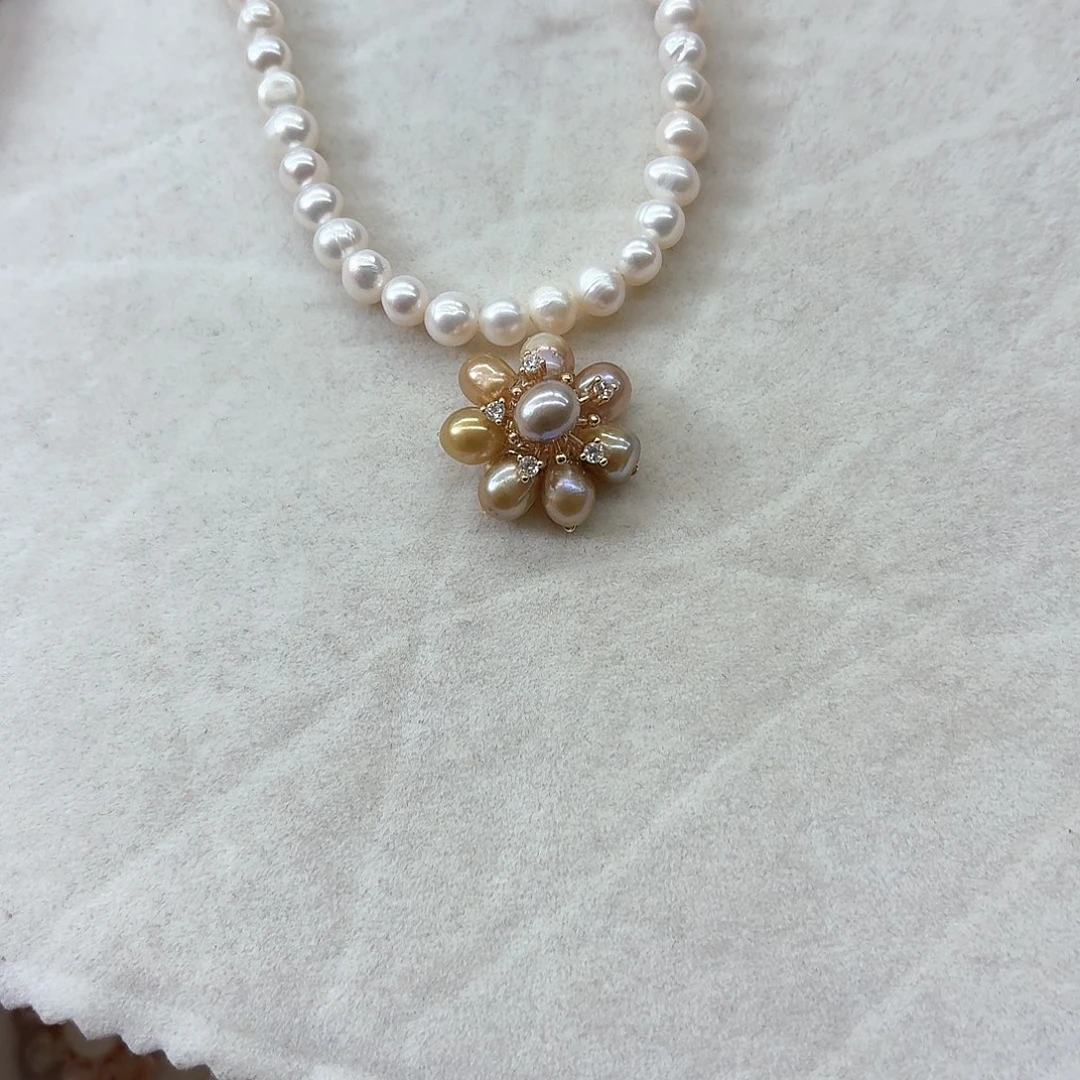 淡水珍珠银S925镶嵌吊坠(不含链)