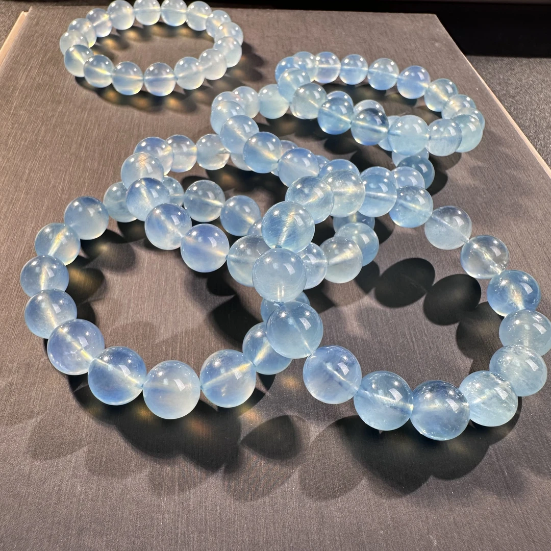 天然辰砂“臻品”高透圣玛丽亚海蓝宝手串 XSJ-1039（多样性发一)