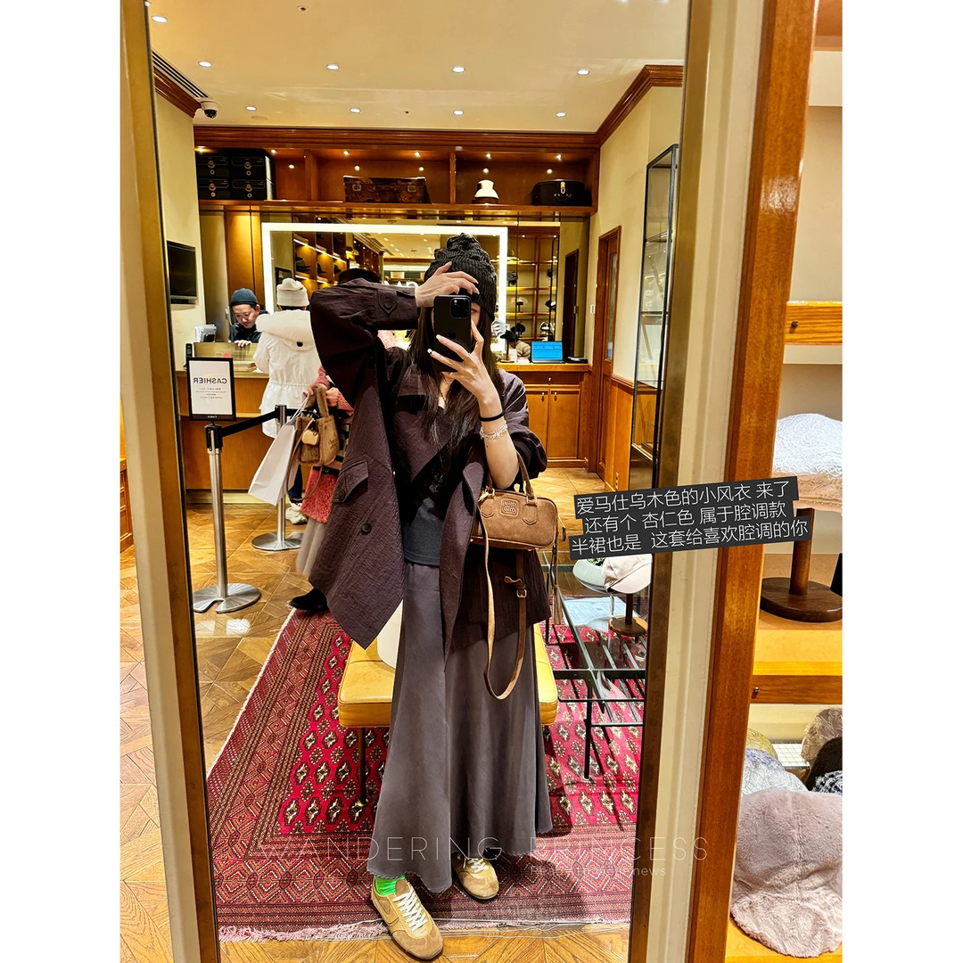 钱美西 忝然亚麻手工染色 手订趣味配色扣限量风衣外套M02373