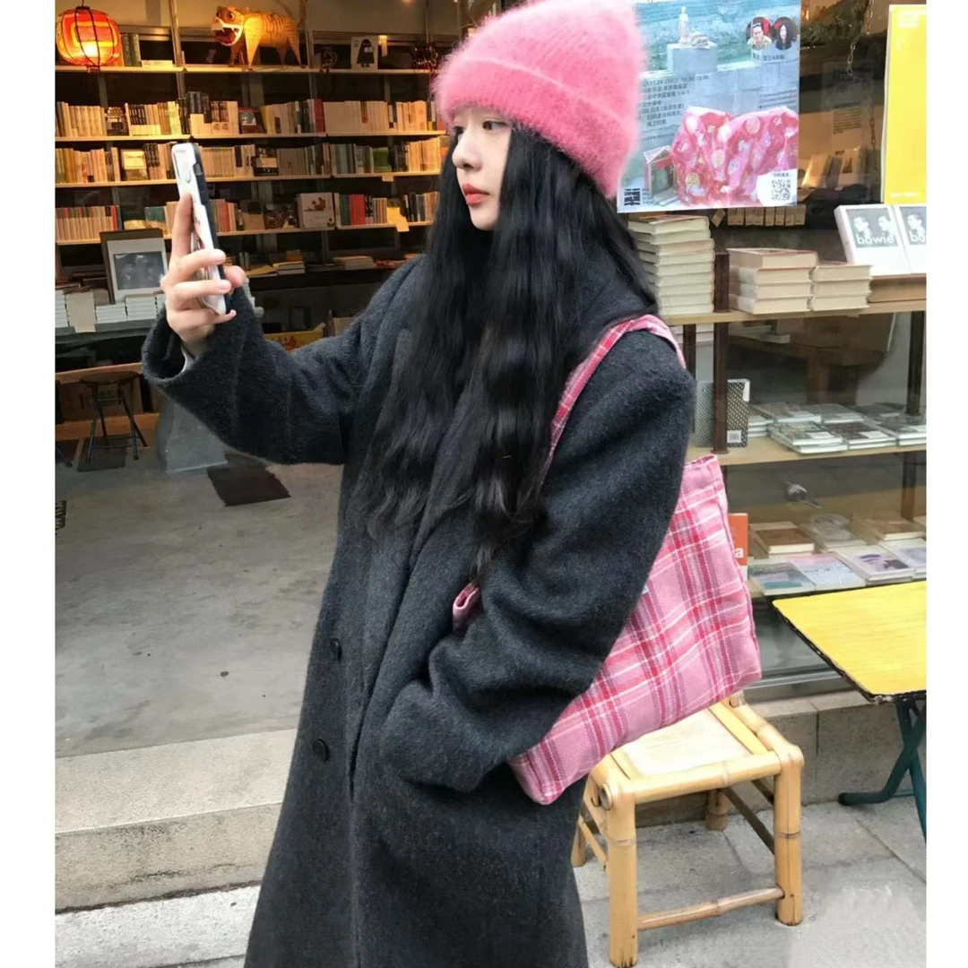 正肩款加棉长款韩版时尚宽松【绵羊毛】大衣外套999