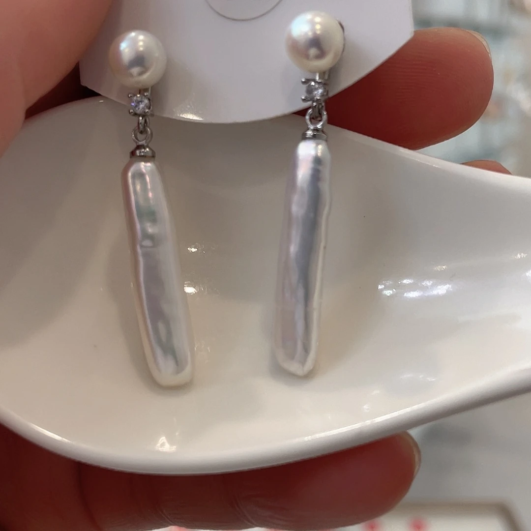 淡水珍珠天然珍珠巴洛克银S925镶嵌