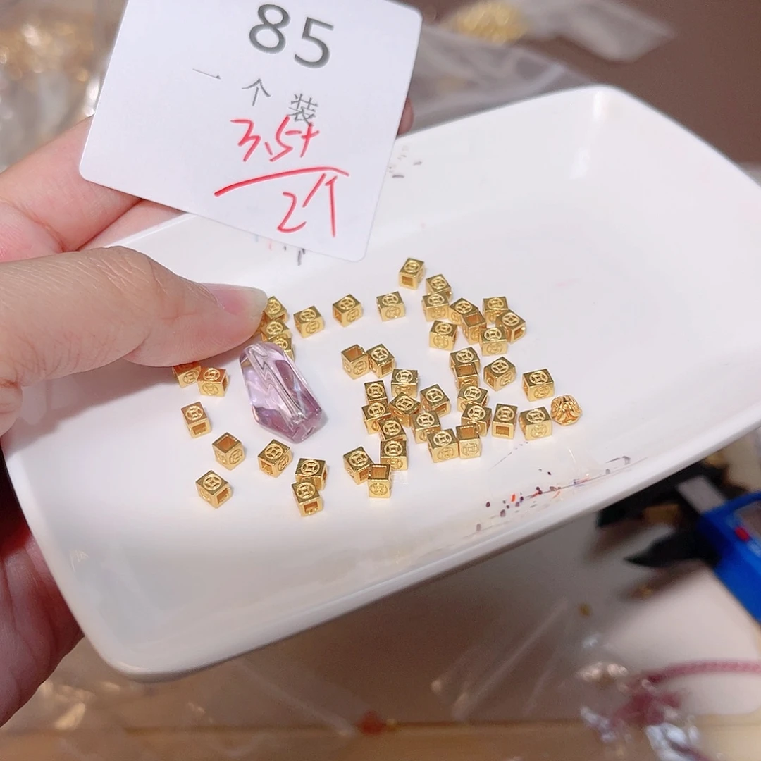 水晶珠宝半成品银S925镀金镶嵌85