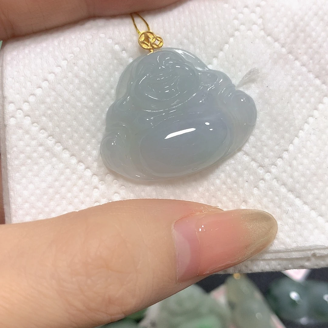 翡翠18K金镶嵌颈饰挂件