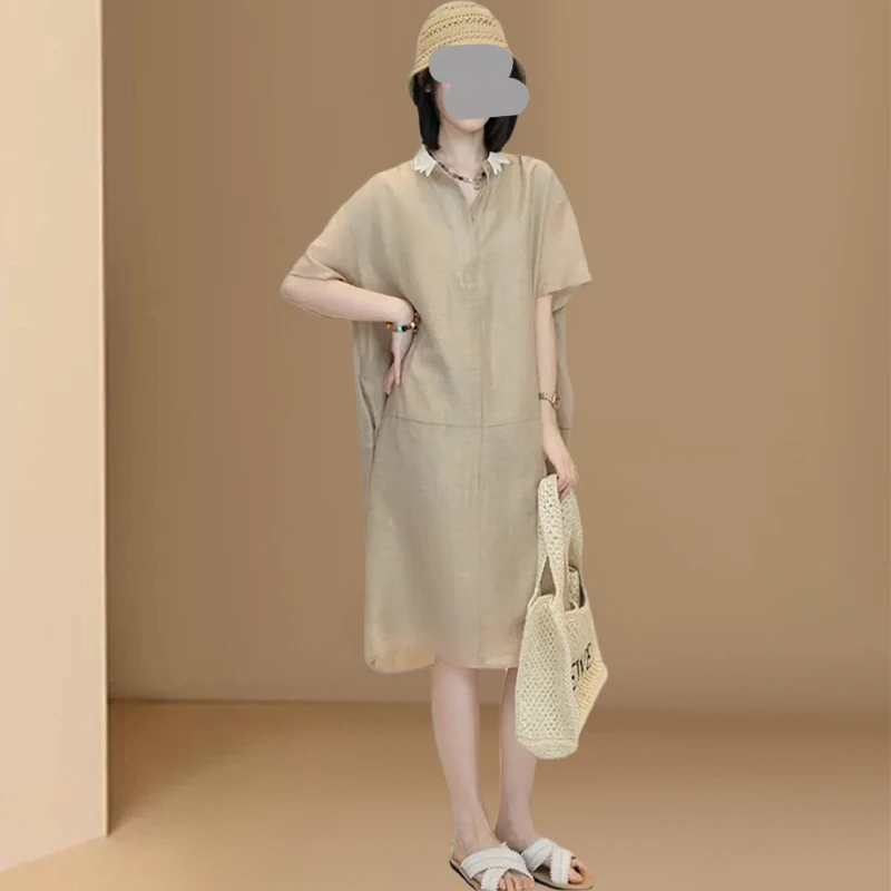 高端大牌拼接连衣裙2025夏季新款简约大码重工显瘦法式复古裙子