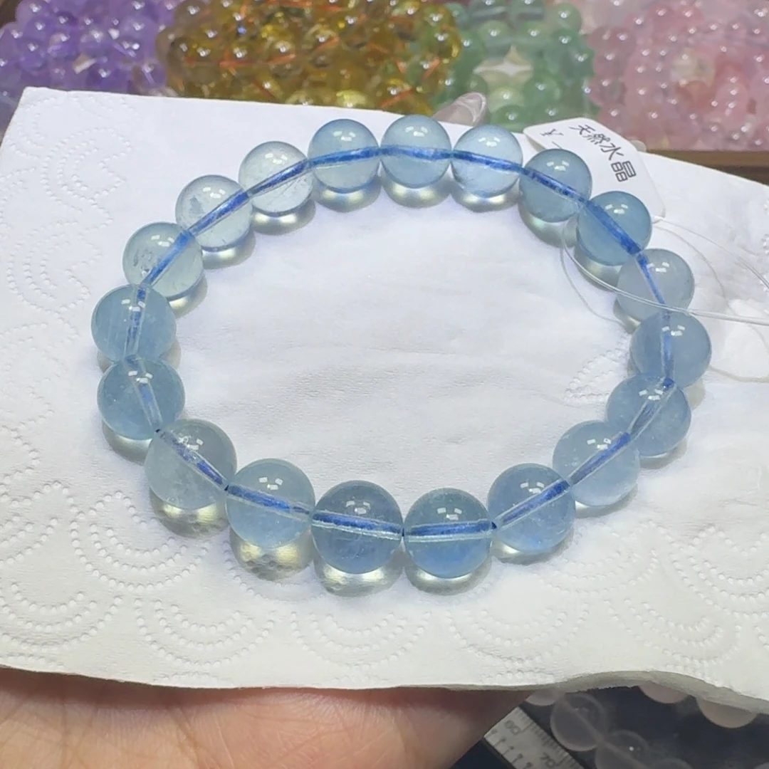 水晶手串未镶嵌海蓝宝10.5mm