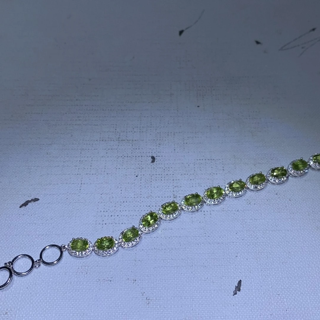 橄榄石手链银S925镶嵌