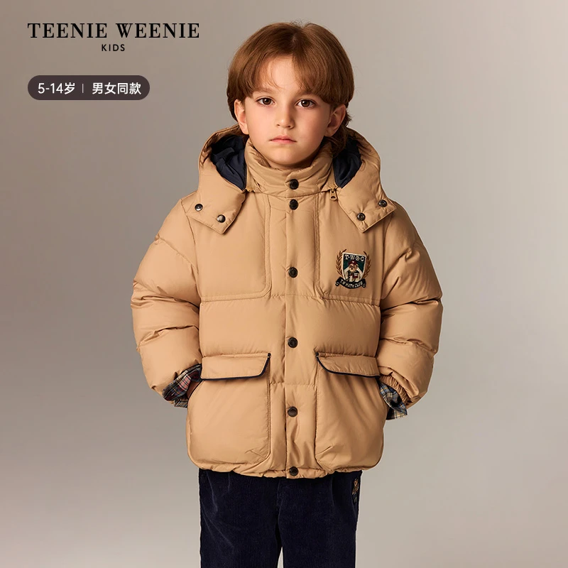 TeenieWeenie Kids小熊童装25年新款冬男女童连帽三防羽绒面包服