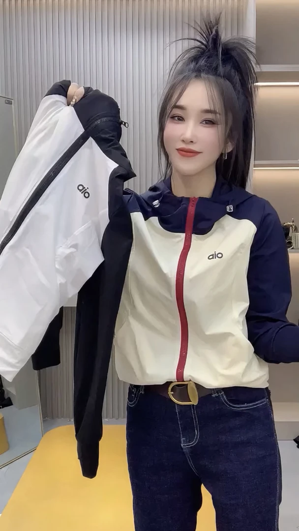 2025夏季休闲运动防晒服时尚舒适拼色撞色防晒衣外套女薄款高级感