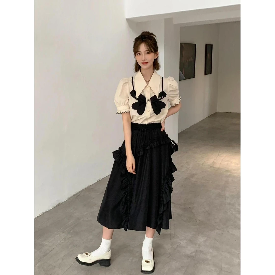 浪漫木耳边长裙-1154