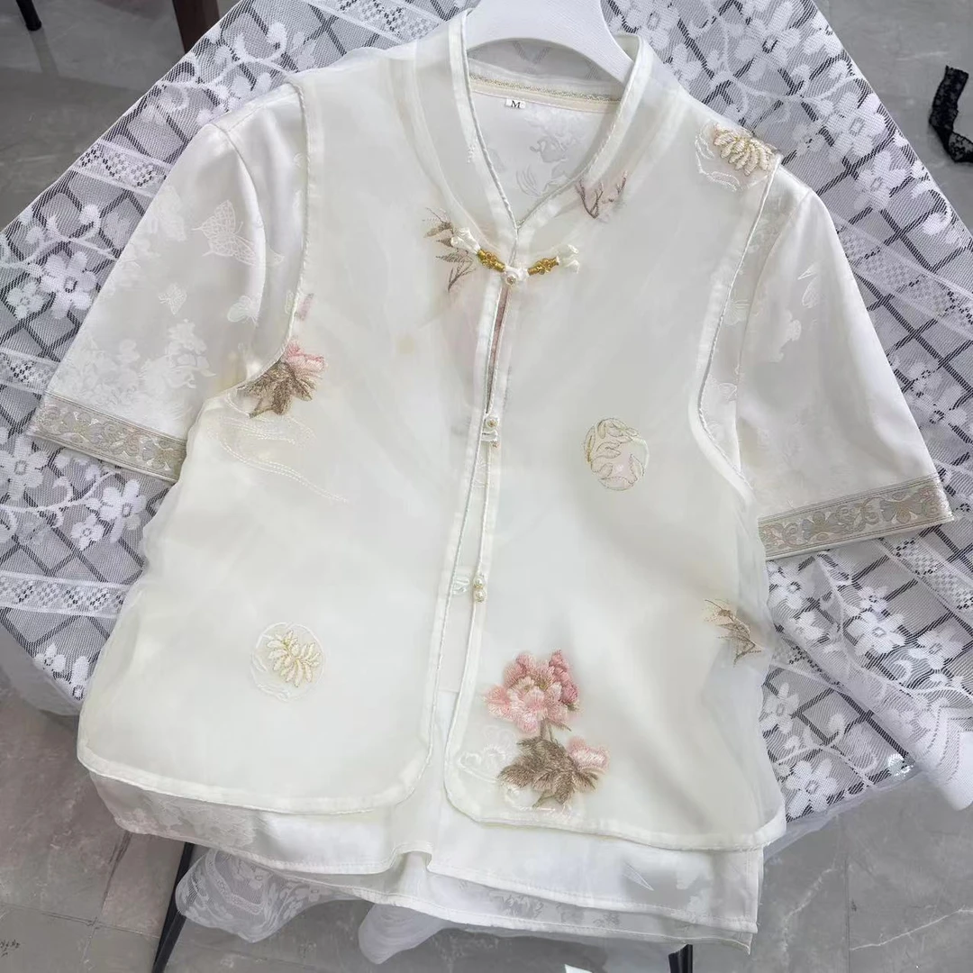 279【清欢】薄款民族风刺绣立领马夹夏季时尚夏季女中式百搭