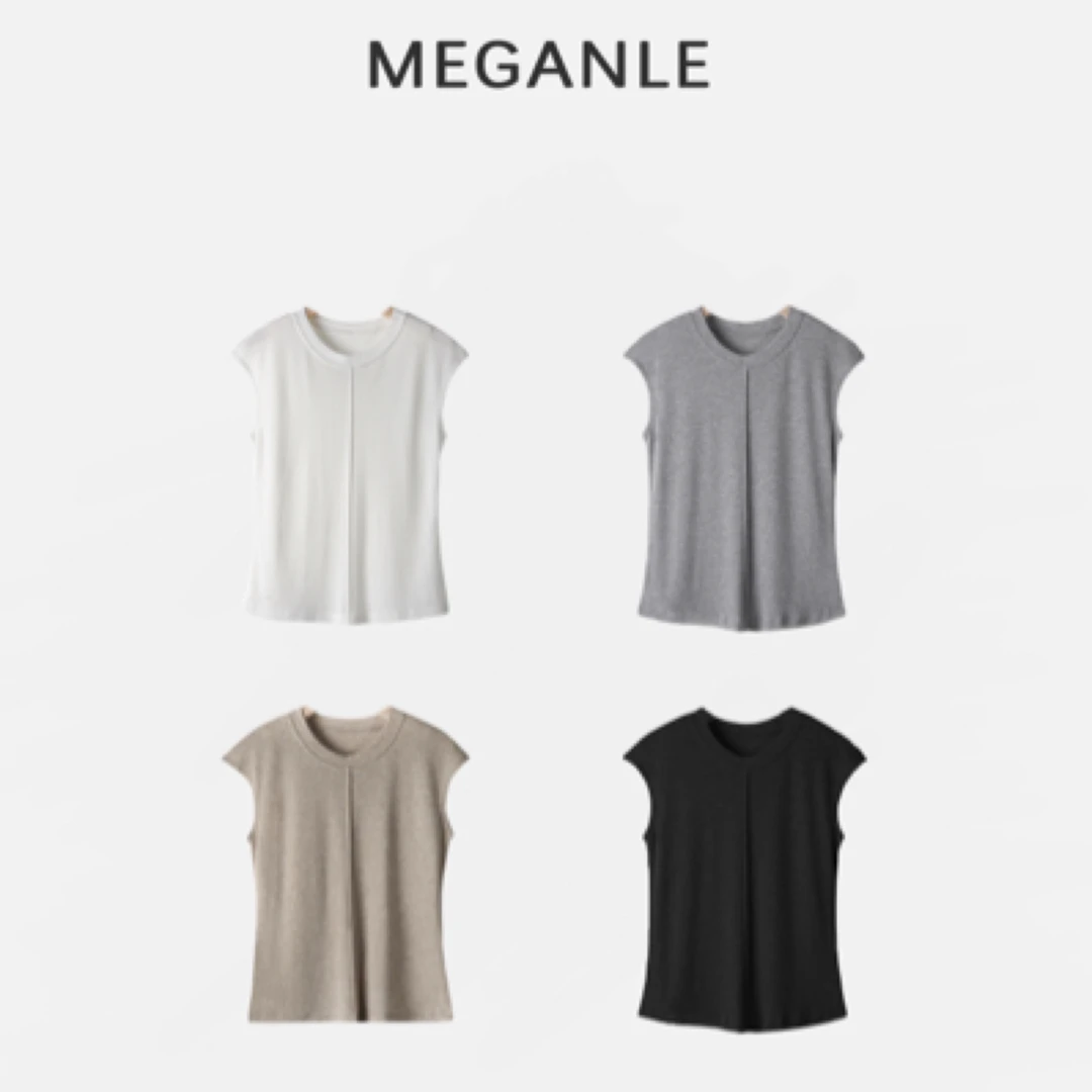 【氧气T】MEGANLE-25/早春新款 圆领中褶小飞袖短袖T恤2025028