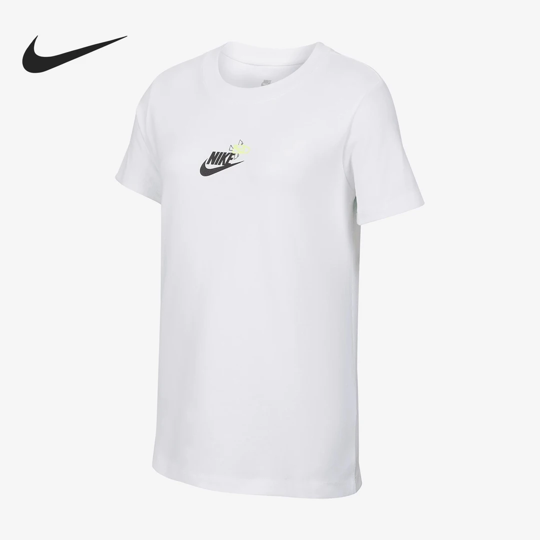 NIKE/耐克大童圆领字母Logo印花休闲柔软短袖T恤 HF6297-100