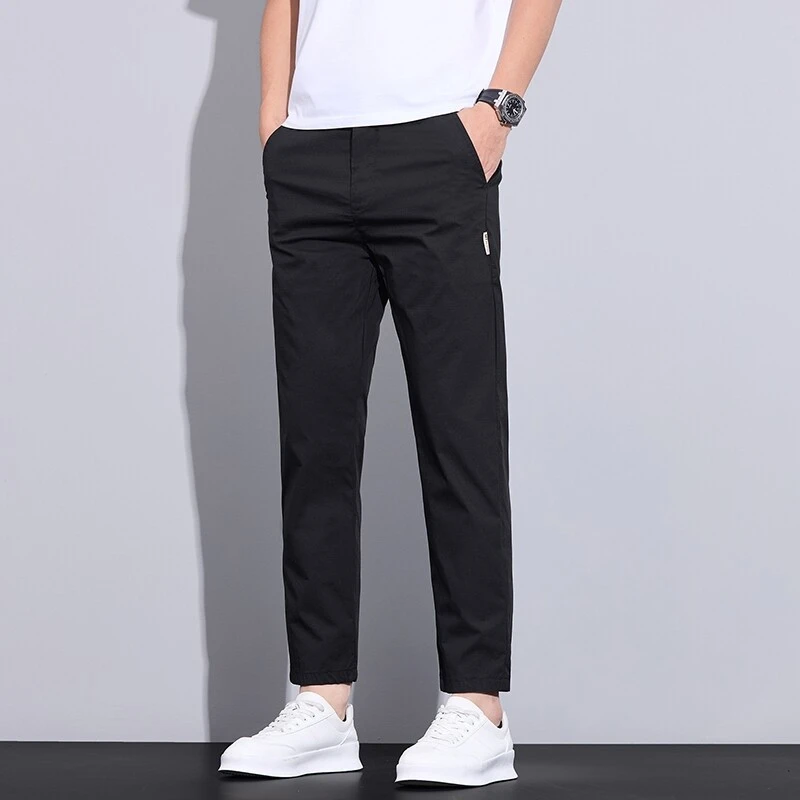 夏季新款男士休闲九分裤潮流休闲修身百搭薄款直筒休闲裤
