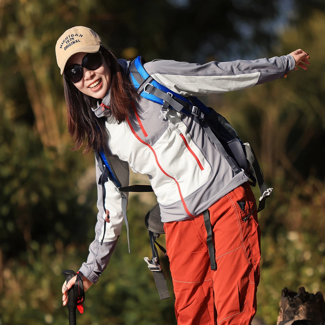 雪丘岛户外2025新款拼色速干衣运动长袖登山透气快干上衣女款