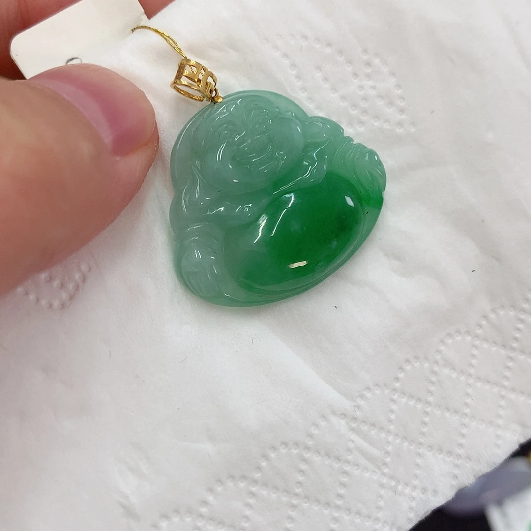 翡翠18K金镶嵌吊坠(不含链)