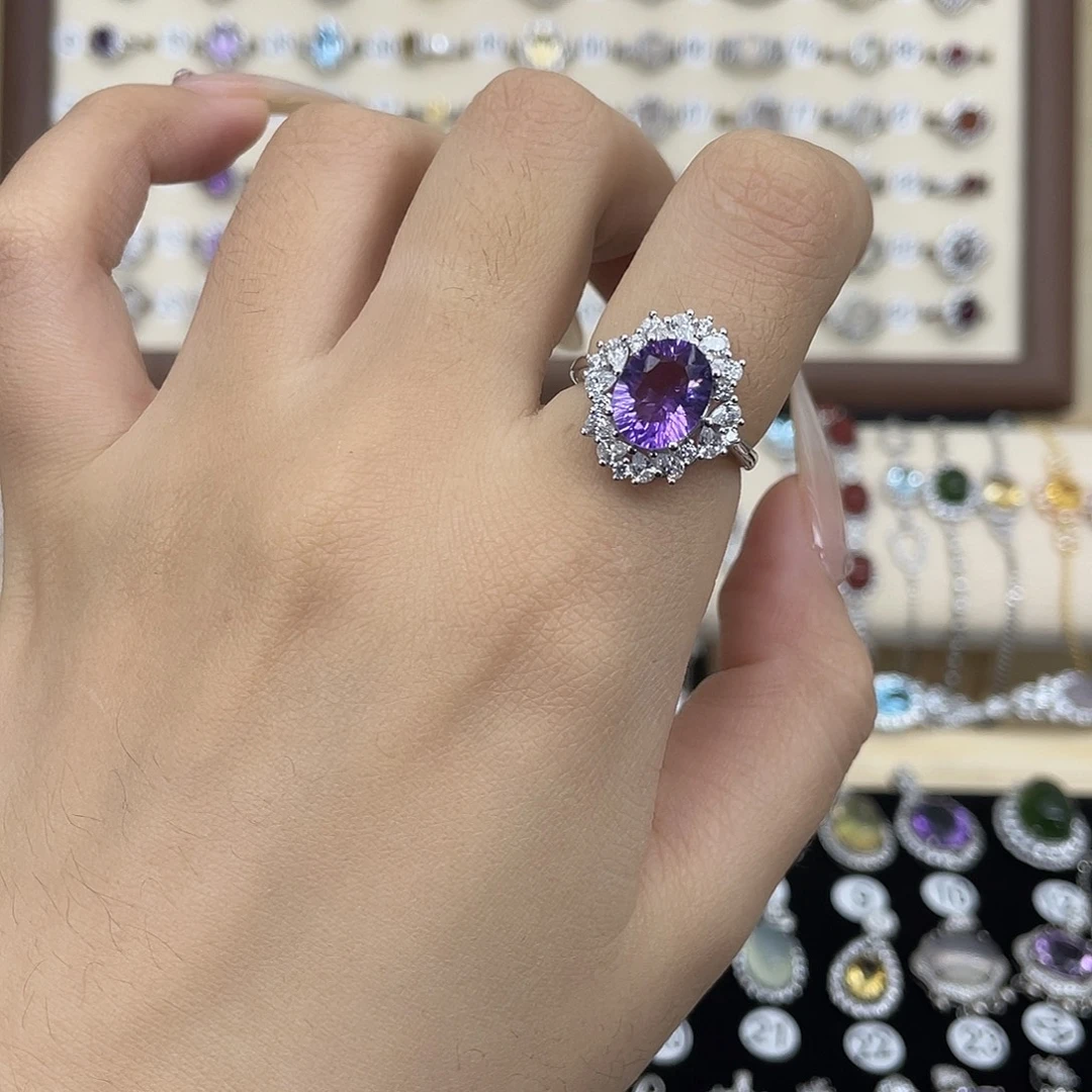 戒指紫晶银S925镶嵌