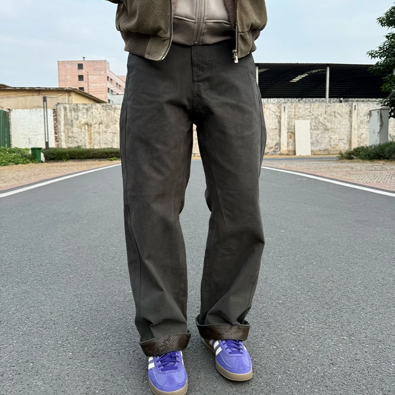 ZOZOFOREST【3163】“四巳蛇”阿苏特染水洗拼接蛇纹秋冬工装裤休闲裤