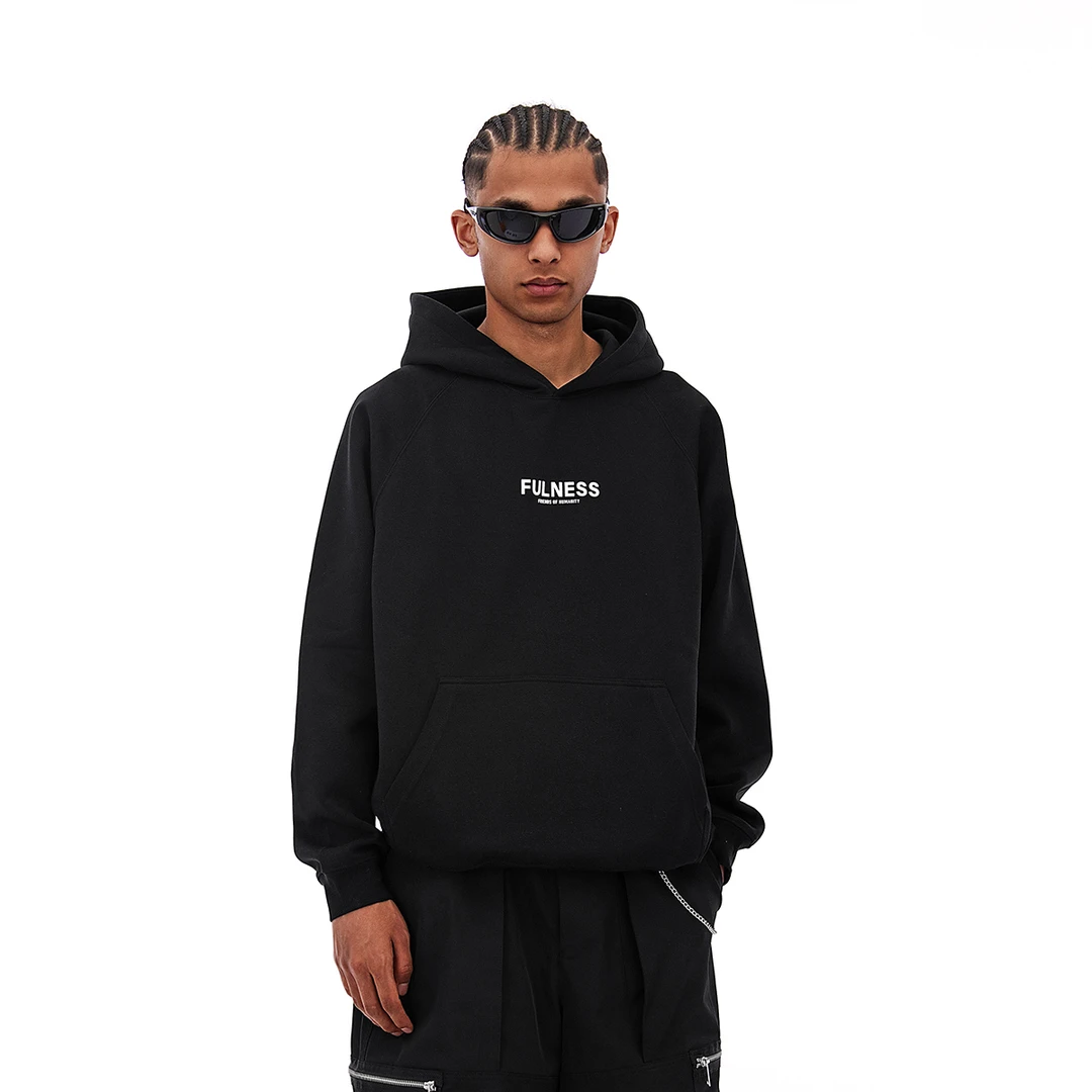 2025春季新款植绒印花插肩袖情侣ins连帽卫衣冬季男宽松女帽衫