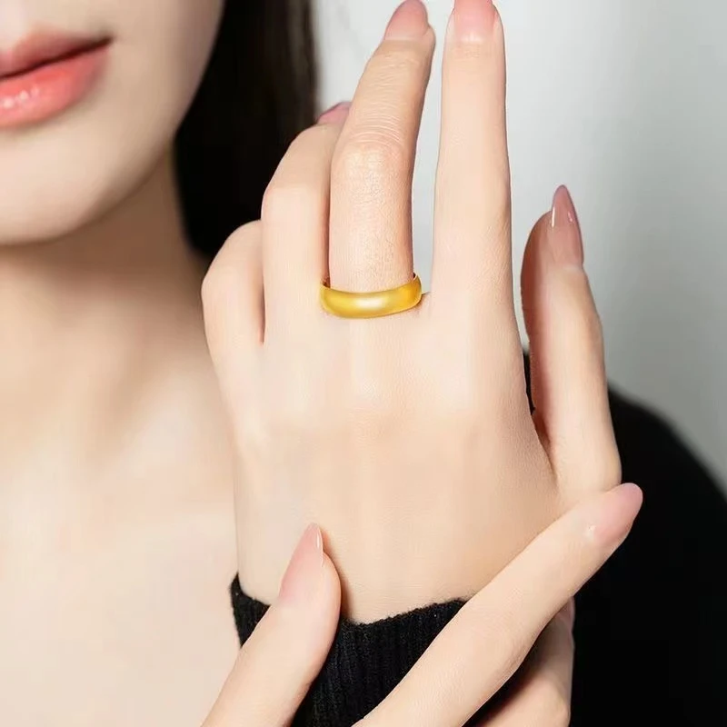 足银戒指 简约时尚经典磨砂戒指素圈泥鳅背