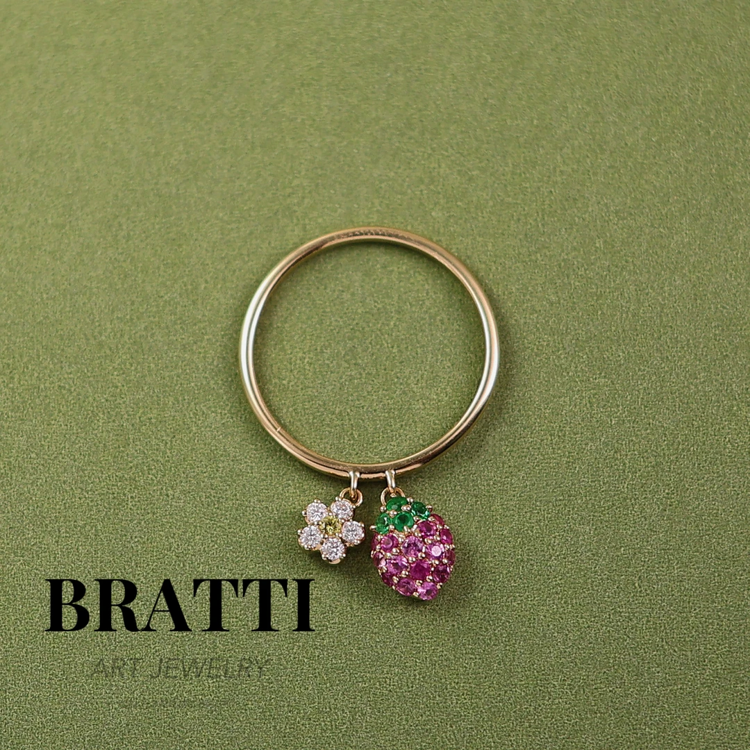 Bratti珠宝18K金“甜心教主”祖母绿粉蓝宝钻石戒指-KJ250908