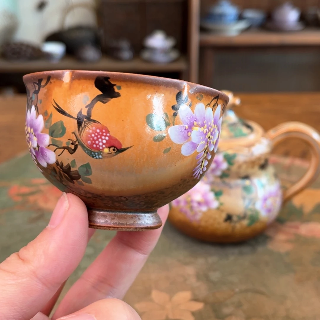 杯柴烧手工手绘陶瓷
