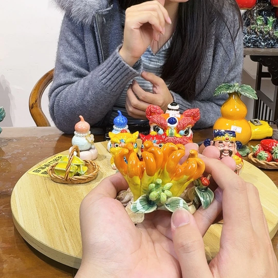 陶瓷三佛手小玩陶