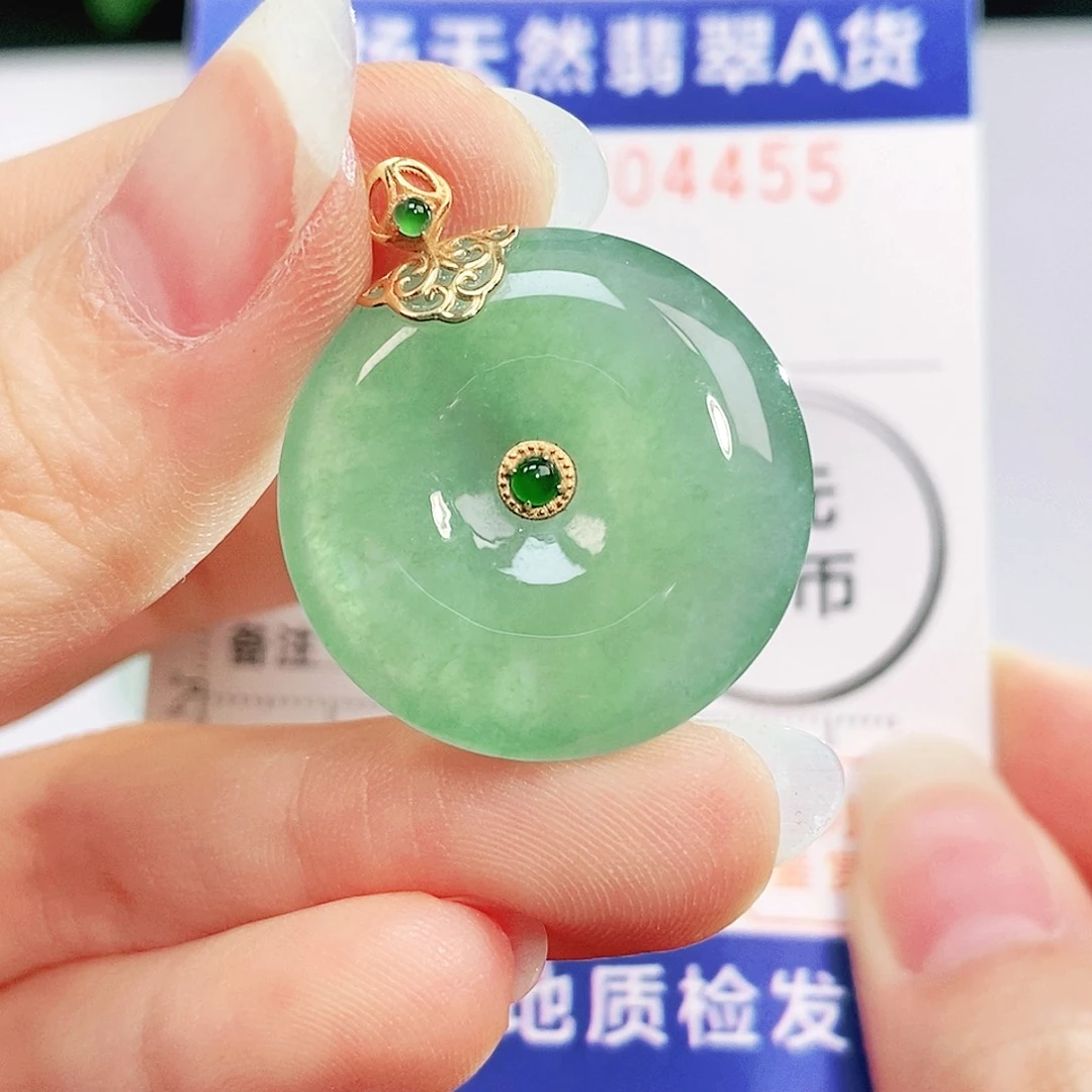 吊坠(不含链)18K金镶嵌翡翠