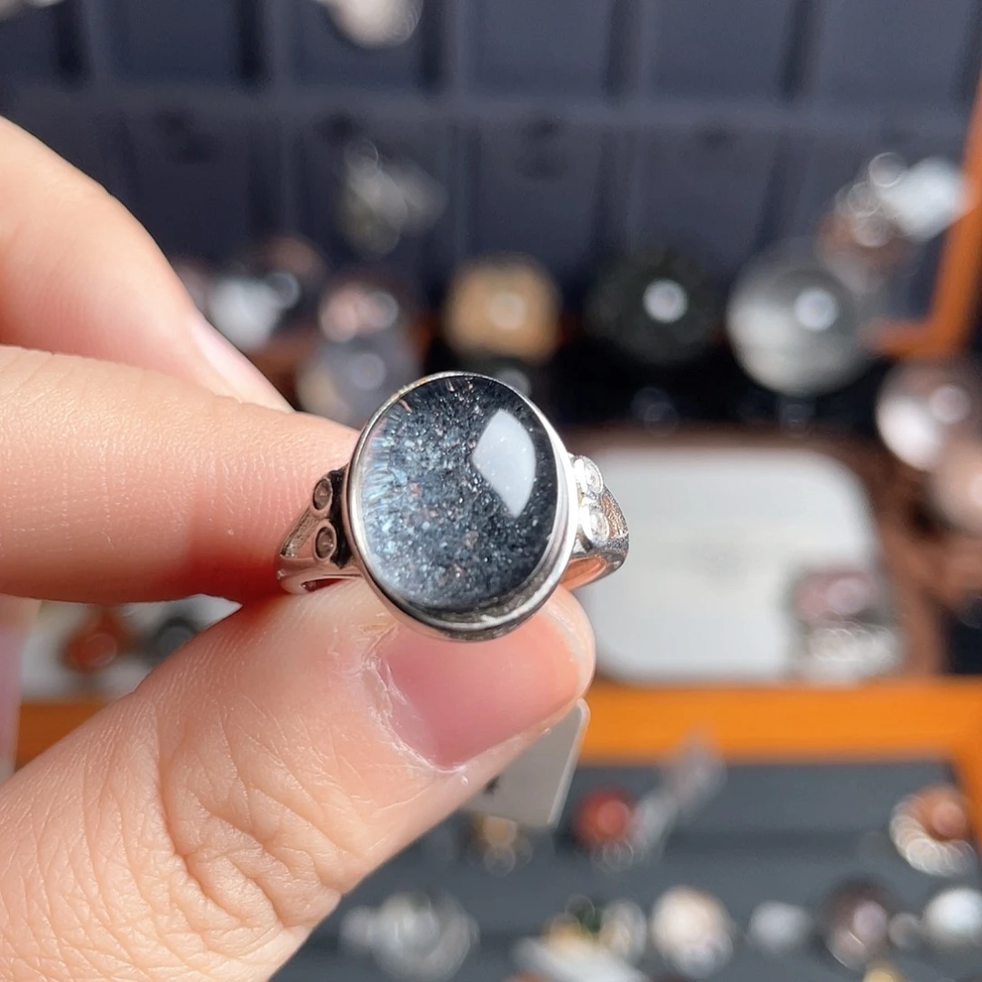 水晶戒指银S925镶嵌两***牛