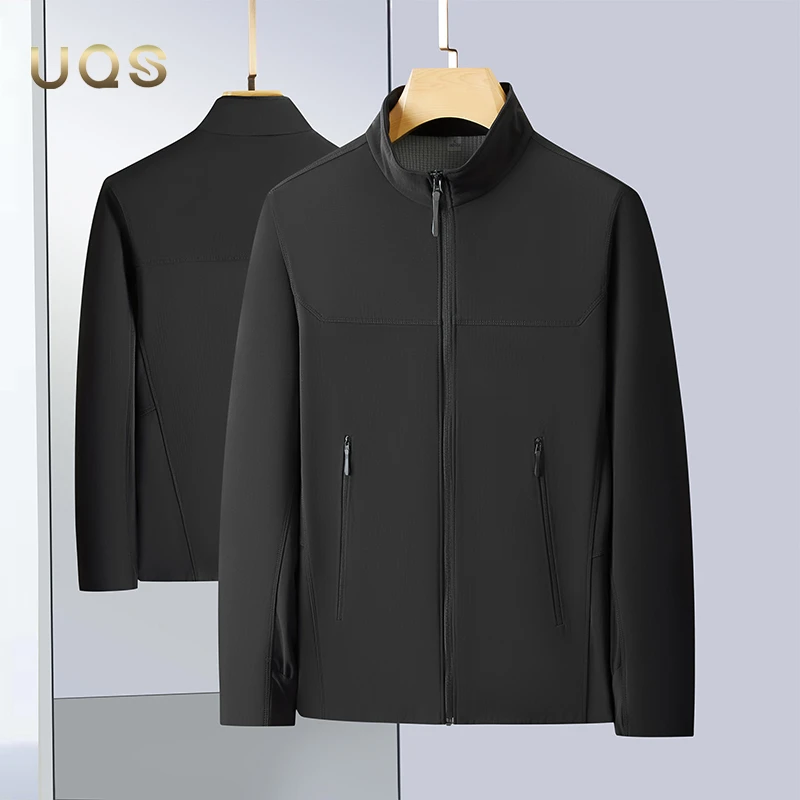 秋季新款男士大码软壳外套立领夹克上衣弹力中青年日常休闲简约款