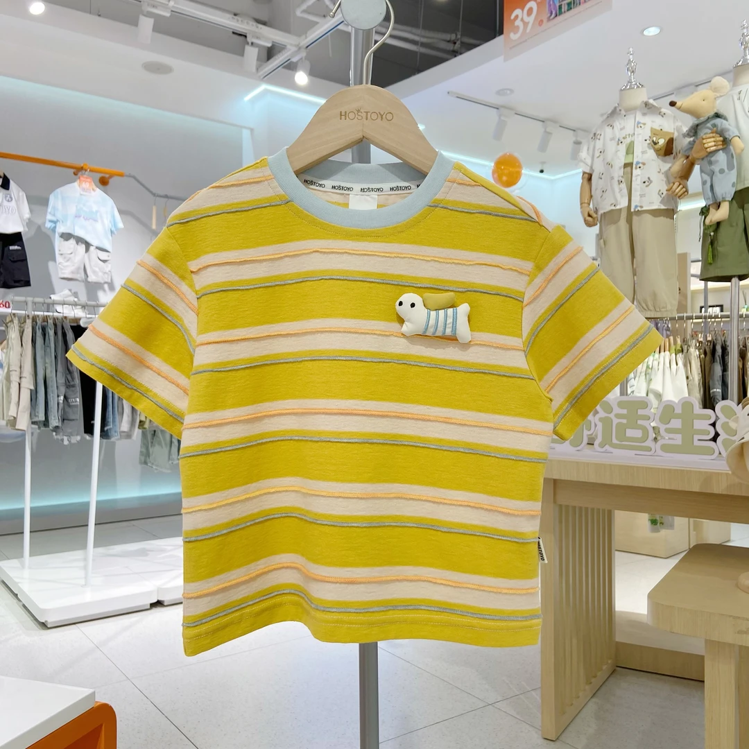 皇室童缘条纹2025男童夏装短袖舒适休闲柔软T恤夏款17230235131