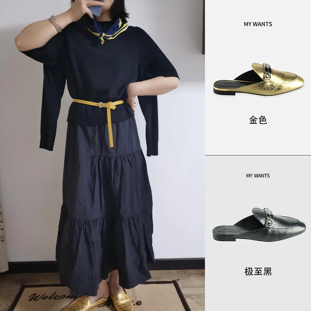 MY WANTS2025春夏新款穆勒拖舒适时尚气质平底凉拖鞋MW2A1101-140