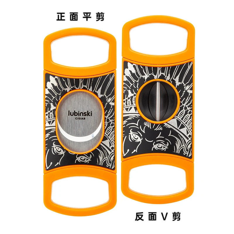 多功能雪茄剪 二合一V切平切双用便携雪茄刀不锈钢刀刃带烟托功能