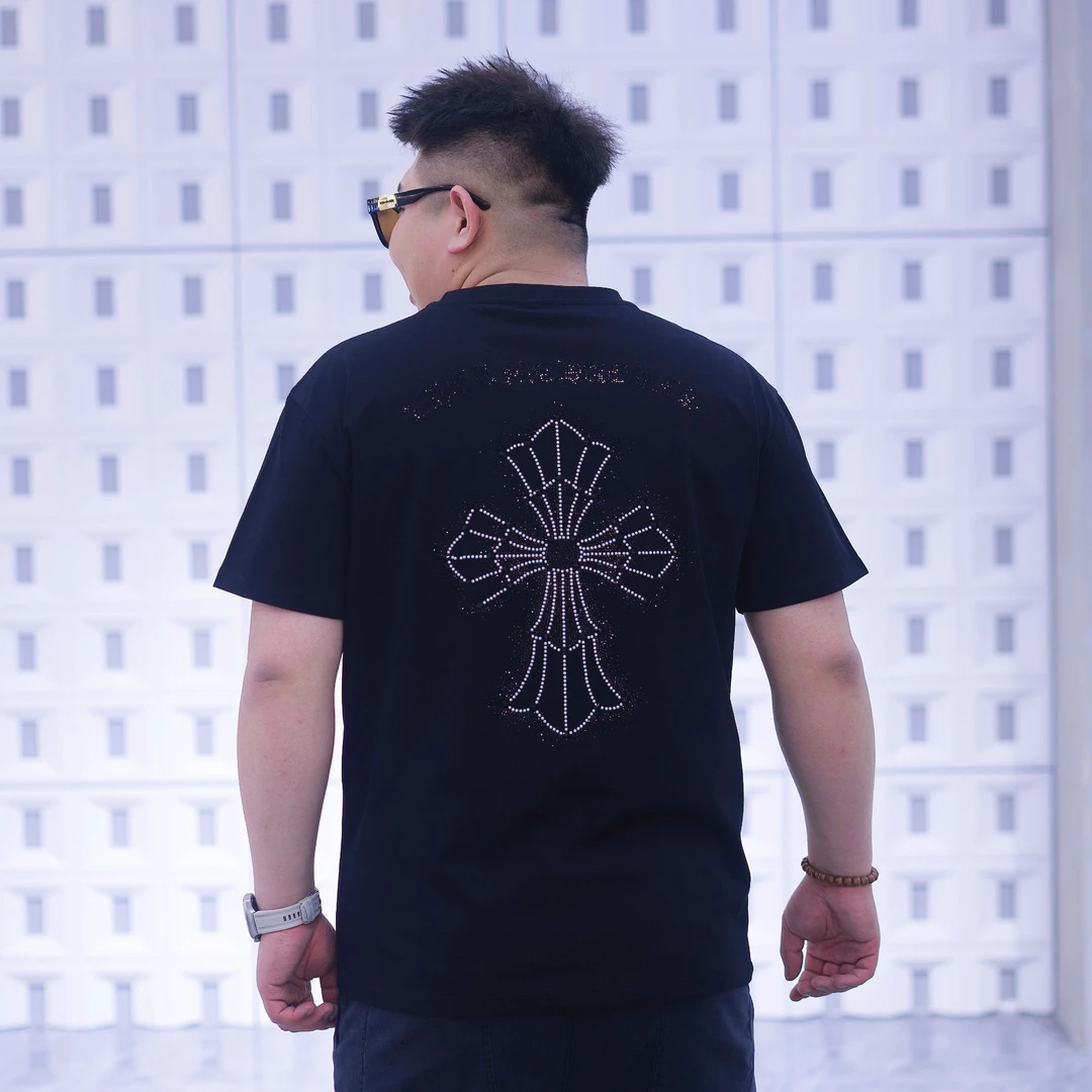 大码男装 春夏季 奥钻烫钻短袖71368休闲宽松