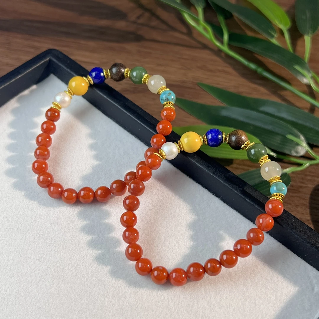 【睿泽鉴宝】南红多宝手串多样性发一 6-8mm AE0903