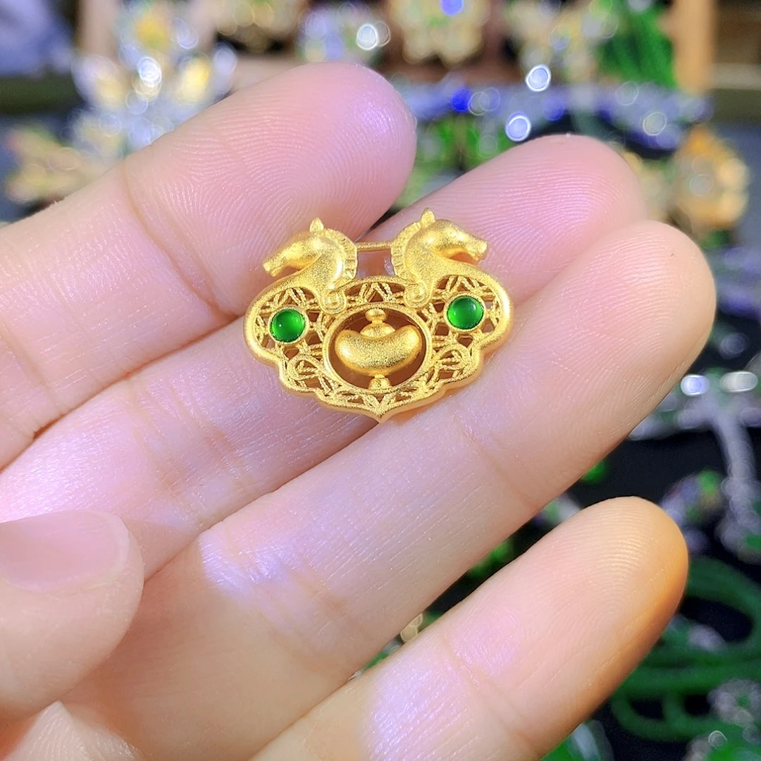 吊坠(不含链)银S925镶嵌翡翠
