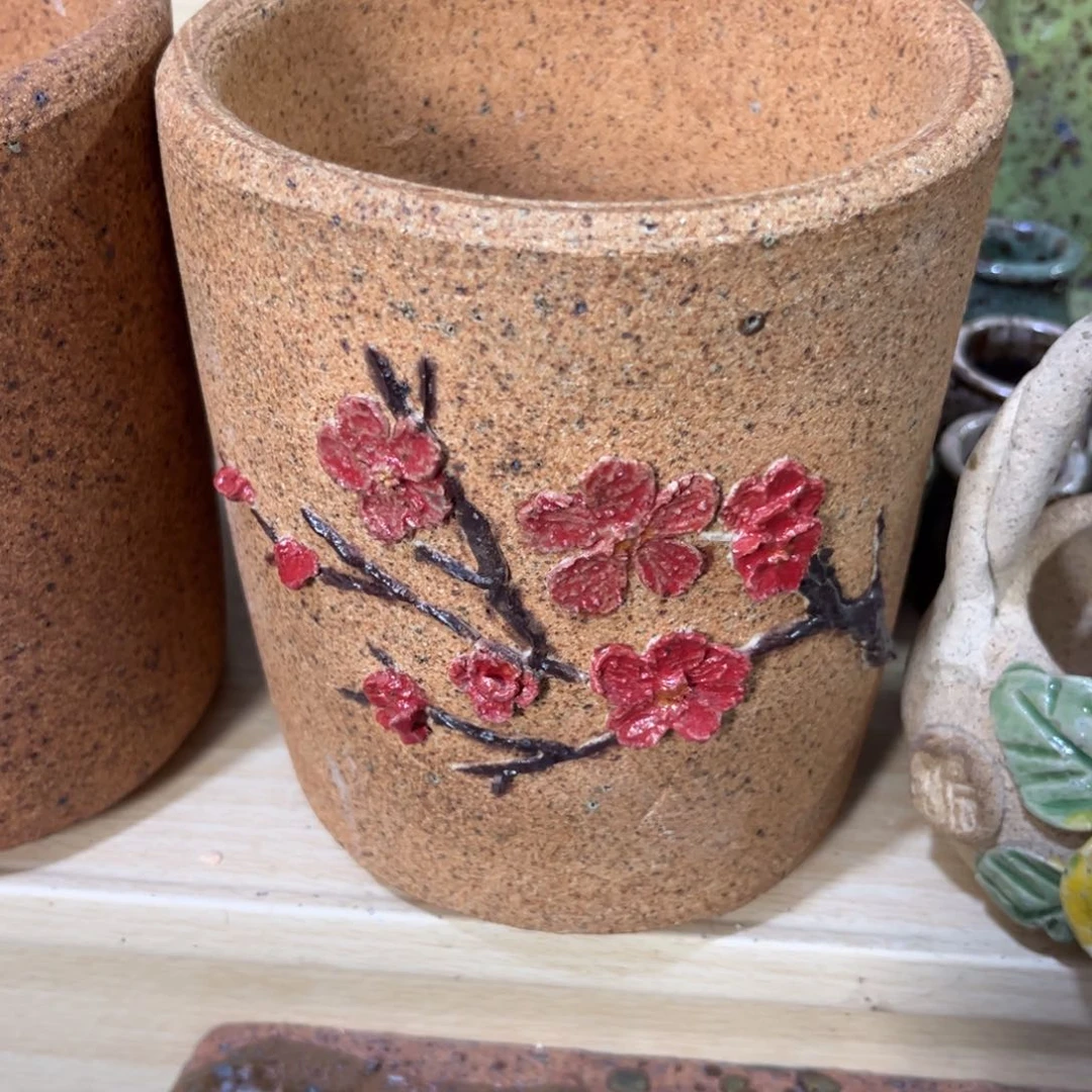 泥塑不**鱼古镇炻陶花盆