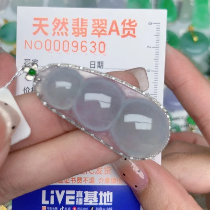 翡翠18K金镶嵌颈饰豆子