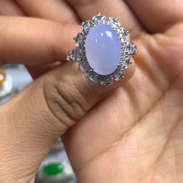 翡翠未镶嵌戒指定制银